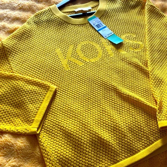Michael Kors Yellow Crew Neck Sweater with Textured Knit - Picture 4 of 11